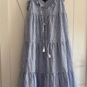 J. Crew Blue and White Striped Dress
